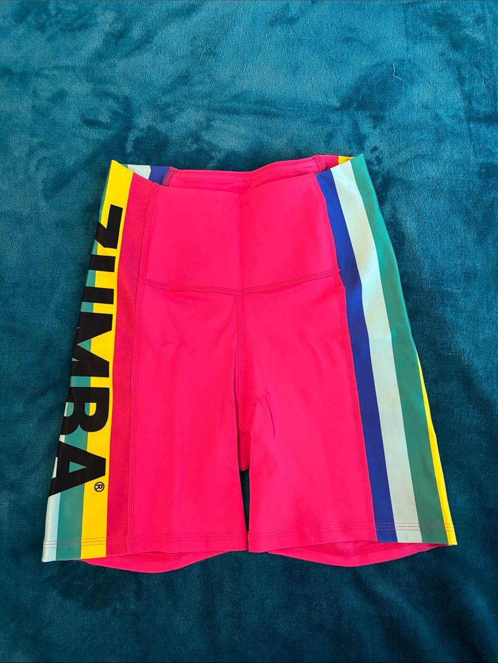 Zumba Pink Biker Shorts with Multicolor Side Stripes